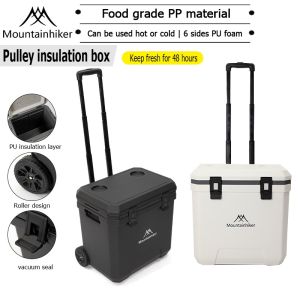 MOUNTAINHIKER outdoor camping 22L/28L/38L portable refrigerator outdoor food storage Morandi camping fishing freezer Kotak Ais Batu Memancing
