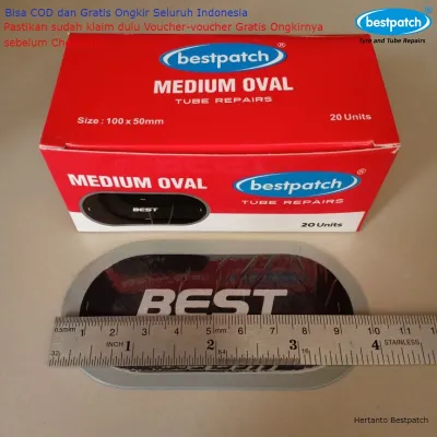 Tip Top Bestpatch Medium Oval 100x50mm 1 Box isi 20pcs - Karet Tambal Ban Dalam - Best - Bestpatch