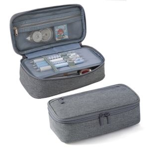 MMLUCK 2 lớp Hộp văn phòng phẩm học sinh Sức chứa lớn Khóa kéo đôi Hộp Bút Chì Đơn giản Vải Oxford Túi đựng bút Học sinh