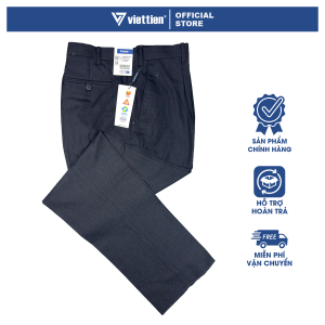 VIETTIEN SALE - Quần Tây Việt Tiến Màu Xám Than Họa Tiết Trơn Form Regular Có Ly