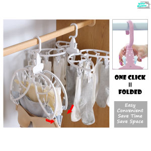 24 Pegs Undergarments Hanger One Click to Fold Clothes Socks Scarfs Hanger