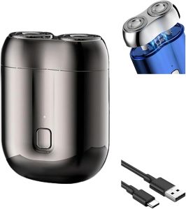 New ModelDual-Head Electric Shaver 2025 New Dual Head Shaver Pocket ElectricPortable Razor Double Head Razor Washable USB Rechargeable Dual Head Compact Electric Razor (Gray)