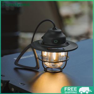 COD [Free Shipping] LED Camping Lamp 1200mAh Retro Hanging Tent Lamp 2700K/6500K Retro Atmosphere Chandelier IPX4 Waterproof Stepless Dimming Type C Charging for Outdoor