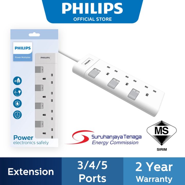 Philips Power Extension Socket Pro 3250W Dual USB Charger Power Strip