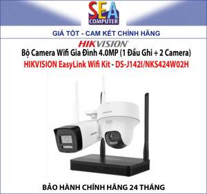 COMBO-04 - Bộ Camera Wifi Gia Đình 4.0MP (1 Đầu Ghi + 2 Camera) HIKVISION EasyLink Wifi Kit - DS-J142I/NKS424W02H