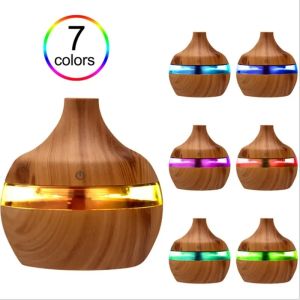 300ml Wood Grain Humidifier 7 Colors Aroma Diffuser Atomizer USB Household Humidifier Hydrating Instrument Desktop Humidifier