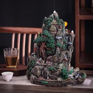 FFBH Reverse Incense Burner Home Decorations Yuanliu Zen Incense Burner Dual-purpose Incense Burner Crafts Decoration 9Y3K6