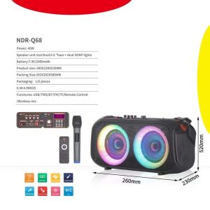 NDR Q68 PARTYBOX Portable party speaker with built-in lights and wireless mic Bluetooth 12V/220V
