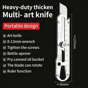 Stainless Steel Utility Cutter Retractable Box Cutter Art Ruler Bottle Opener Craft Tool Durable