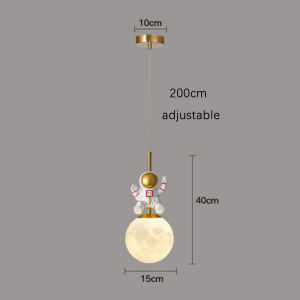 Creative Astronaut Pendant Light Nordic Simple Bedroom Headboard Hanging Light With Moon Lampshade Modern Led Bedside Chandelier Ceiling Light
