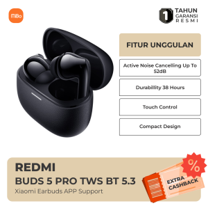 Xiaomi Redmi Buds 5 Pro TWS True Wireless Earbuds Headset Bluetooth 5.3 ANC Garansi Resmi