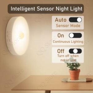 QQ USB Rechargeable LED Night Light Magnetic Lamp Motion Sensor Light Wireless Lighting Lampu Malam Tidur 智能感应灯 [H08]
