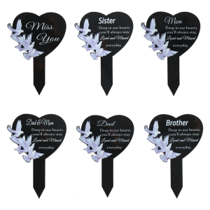 Weatherproof Heart Memorials Plaque Custom Engraved Acrylic Keepsakes For Dad Mom Outdoor Grave Decoration Sympathy Gift
