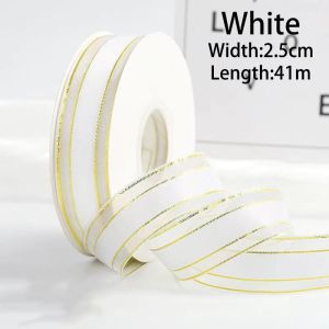 45 yards丨Gold Edge Gift Ribbon DIY Bouquet Packaging High Quality Romantic Gift Decor Satin Ribbon