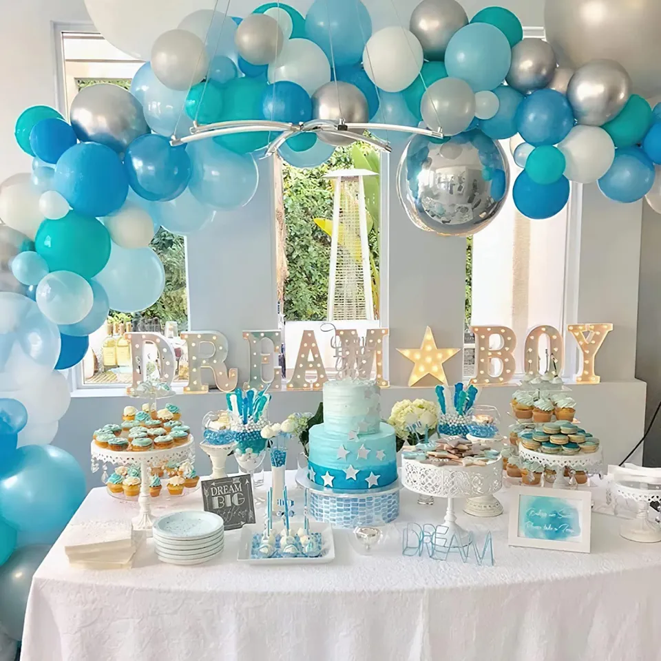 Turquoise blue store baby shower decorations