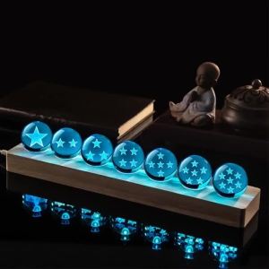 Sacesr Luminous Figurines Engraved Five Pointed Star Crystal Glass Ball Night Light Tabletop Figurines Office Home Decoration Ornaments 3H4K8