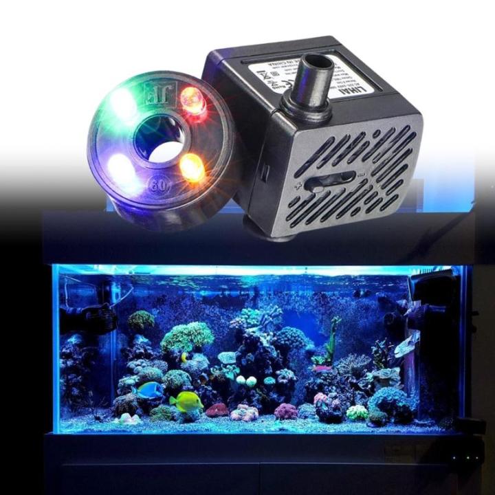 Submersible Aquarium Water Pumps With 4 LED Lights 220V Voltages Quiet ...