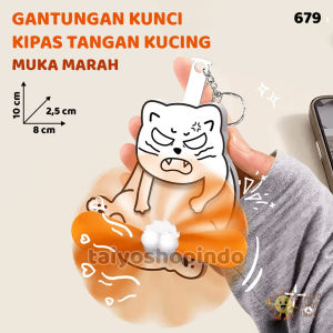 TAIYO Gantungan Kunci Kipas Angin Tangan Genggam Kucing Portable Mini Hand Fan Manual Mainan Anak