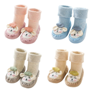 Spring Autumn Baby Shoes Cartoon Infants Floor Socks Anti slip Bottom Learning to Walk Socks for 0-18M Girls