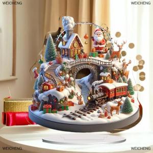 [COD] WEICHENG Santa Claus Tabletop Decoration With Base 2D Acrylic Christmas Ornaments 2026 Xmas Navidad Party Supplies