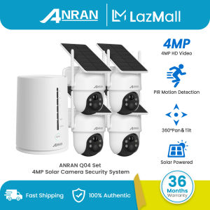 ANRAN CCTV Security System Set Package 4 Channel 4MP Camera Solar CCTV Security System with 4CH DVR PIR Detection Night Vision Waterproof CCTV Camera Connect Cellphone Q04-KIT