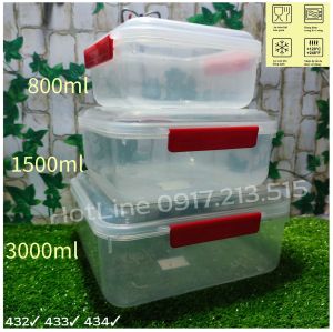 Hộp Nhựa Chữ Nhật Bầu Trong Suốt 700/1400/2300ml Hiệp Thành Hộp Nhựa Đựng Thực Phẩm PP An Toàn