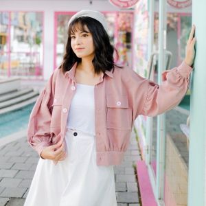 Kemeja Jaket Crop Linen Lengan Balon Size( MLXLXXL) BB 40-80kg Kemeja Jaket Crop Linen Angel Premium Korean Stylish