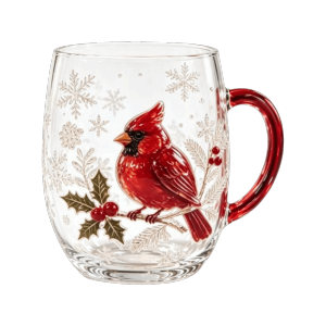 FOUNDTWO Reindeer Christmas Glass Snowman 2D Pattern Christmas Art Cup Christmas Gift Decorative Coffee Mug Holiday Table Decor