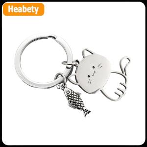 【2-3 ngày giao hàng】 Phim hoạt hình vui nhộn mèo cá Keychain vài người yêu thích thép không gỉ Keyring đáng yêu Mặt dây chuyền Móc Chìa Khóa Ngày Valentine quà tặng trang sức