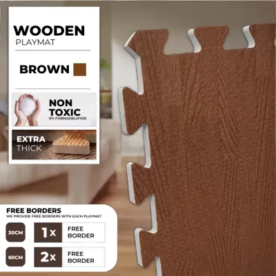 [FREE BORDER] 30x30cm Wooden Puzzle Mat Grain Foam Floor Mat Thickened Non-Toxic Bedroom EVA Playmat Cushion Carpet Home