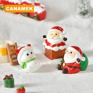 【CANAMEK】 Cute Resin Christmas Ornaments Cartoon Santa Claus Snowman Desktop Small Ornaments Miniature Figurine Office Desktop Decoration