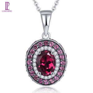 Lohaspie เครื่องประดับจริง2กะรัตแหวนเงินสเตอริ่งแข็งจี้925จี้โกเมนโรโดไลต์ธรรมชาติแท้จี้โกเมนจี้อัญมณีเงินโกเมนสำหรับผู้หญิงเครื่องประดับเงิน925