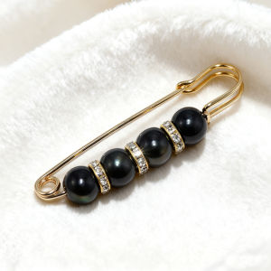 High Quality Korean Style Pearl Brooch Double Pin Collar Sweater Shirt Shawl Lapel Pin JVL