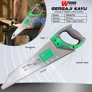 Gergaji Kayu Gergaji Tangan Gagang Fiber Lapis Karet WOIRX TOOL