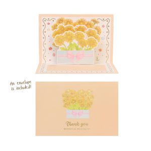 【Mach Photo】3D Pop-Up Floral Thank You Card Greeting Card Appreciation Teachers Day with Envelope Grateful Note