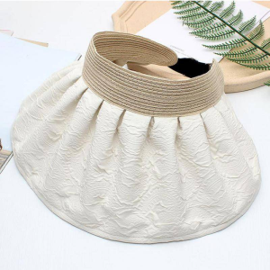Mũ vành tròn nửa đầu mũ rộng vành cói bèo nhún nón nữ chống nắng vân sần thời trang thanh lịch - Happy Home 4U
