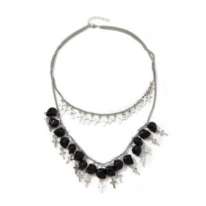 BEAUTYLADIES โลหะผสมเรซิน สร้อยคอหัวกะโหลกฮาโลวีน การ์ตูน โครงกระดูก จิวเวลรี่คอฮาโลวีน ของตกแต่ง ของประดับตกแต่ง สร้อยคอจี้รูปกางเขน วันฮาโลวีน