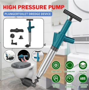 Toilet Plunger High Pressure Air Drain Blaster Pipe Pump Multifunctional Inflatable Clog Remover Toilet Stailess Steel