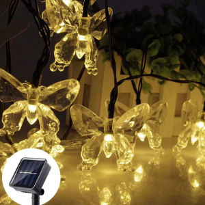 【VIDKHSY Store】Solar Butterfly String Lights Outdoor Garden Decor-30 LED Waterproof Christmas Holiday Lights Decorations for Patio Yard Holiday Party