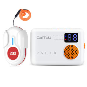 CallToU Caregiver Pager Wireless Call Button Vibration Nurse Call System 1000FT for Elderly/Patient/Disabled Call Button Receiver with Digital Display Low Power Reminder CC28