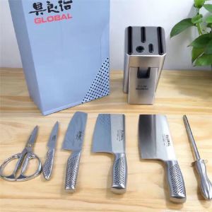 Bộ dao kéo và thanh liếc 7 món cao cấp Global Yoshikin Nhật Bản - Hàng Gift Set