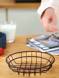 BHQ Stainless Steel French Fries Basket Round Serving Tray Black Fast Food Snack Burger Plate