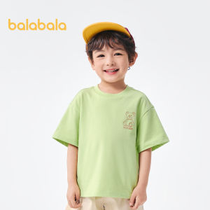 Balabala trẻ em t Áo sơ mi tay ngắn bé trai hàng đầu 2024 mới mùa hè trẻ em cotton nguyên chất hoạt hình dễ thương