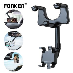 Fonken 360° Rearview Mirror Phone Holder for Car Mount Phone and GPS Holder Rotating Adjustable Car Phone Holder