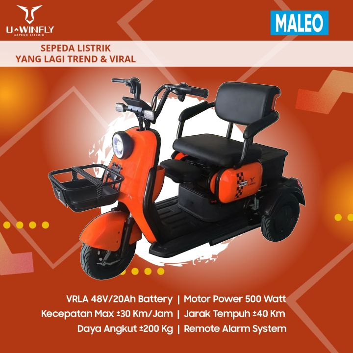 NEW UWINFLY MALEO SEPEDA LISTRIK RODA TIGA