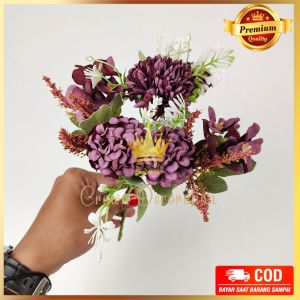 Pom-Pom Vintage Cabang 5 Bunga Anyelir carnation artifisial Imitasi  / Dekorasi Pelaminan atau Wedding / import home decor / dekorasi ruangan Bunga plastik palsu artificial dekorasi termurah