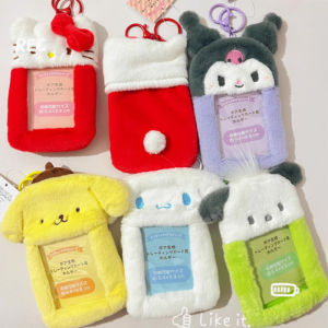 ZEEMIN Christmas and Halloween gifts Kawaii Cartoon Anime My Melody Kuromi Plush Card Holder Cute 3-inch Hello Kitty Cinnamoroll Backpack Pendant Keychain Girl Gifts