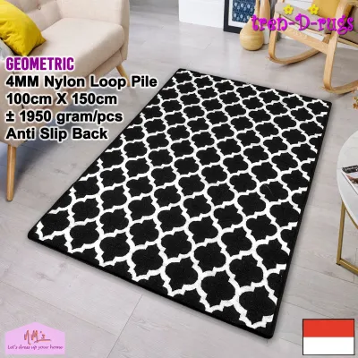 Tren-D-rugs Karpet geometri sweden scandinavian permadani modern bulu alas lantai kamar tidur ruang tamu dekorasi rumah anti slip murah halus 100 x 150 cm - NMs