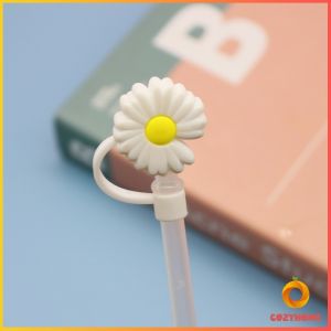 จุกปิดปลายแก้วน้ํา แบบซิลิโคน ลายการ์ตูน ใช้ซ้ําได้ Straw dust cover Cozy