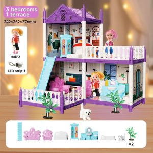 Exquisite Fashion Doll House Playset Durable Children Toy For Daily Leisure